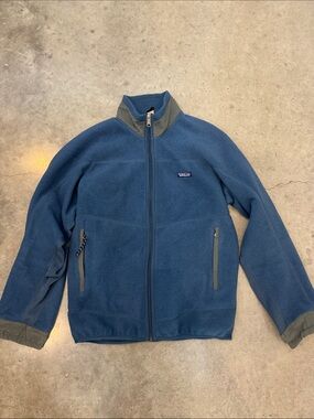 Patagonia Full Zip Fleece Jacket – Size M – Navy/Olive – Made in USA – Vintage